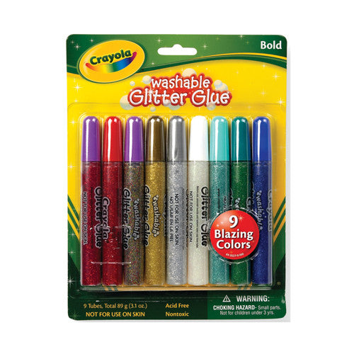 Crayola Washable Glitter Glue, Fiery Flecks Colors, Assorted Colors, 9 Ea